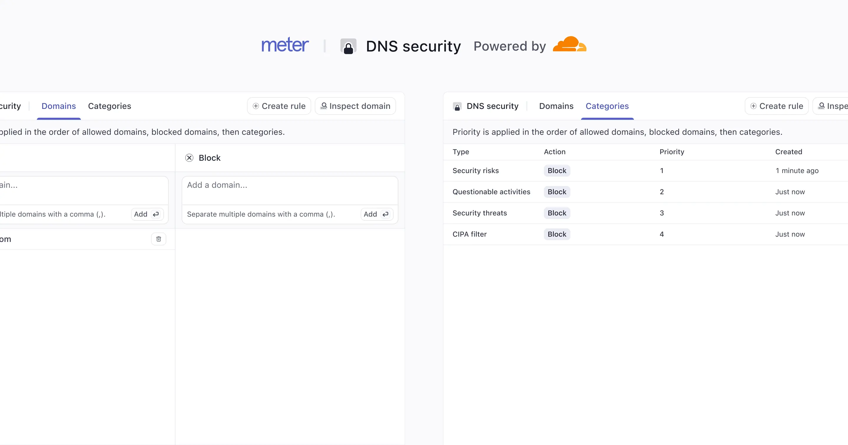 Meter DNS security powered by Cloudflare