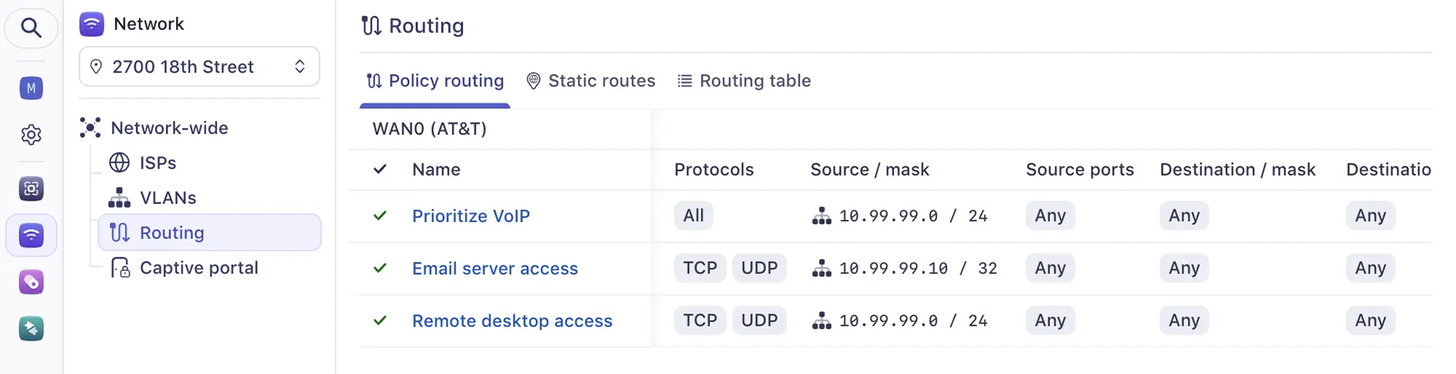 Meter Dashboard: Policy Routing